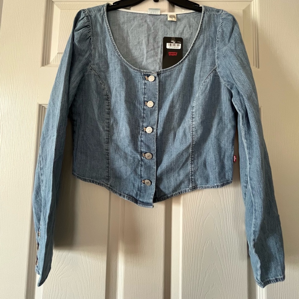 NWT Levi's Denim Button-Up Crop Top Size Large